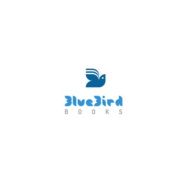 a logo with a bird element and exclusive english font design with light blue color