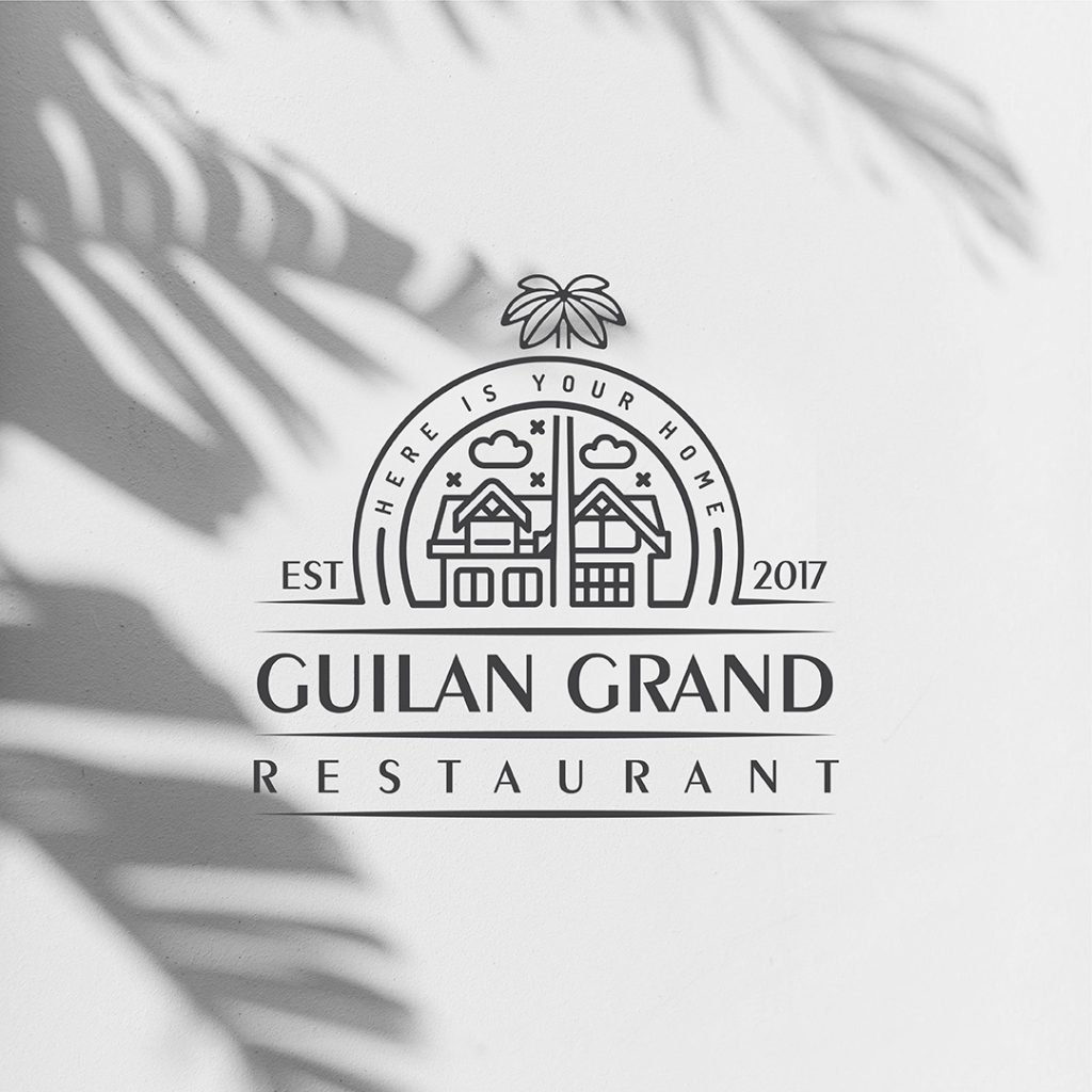 logo design for a restaurant with shadow of a local tree on it